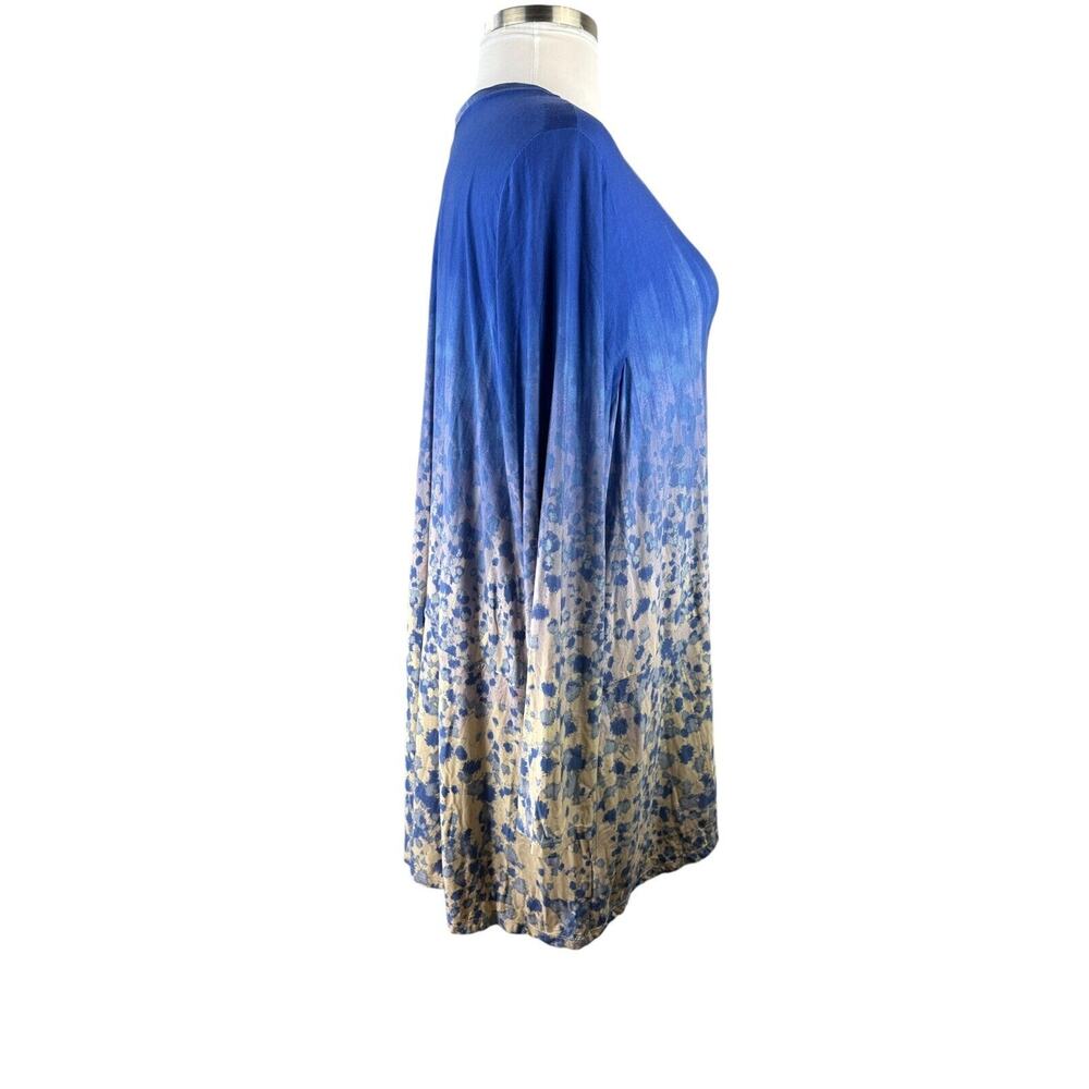 LOGO by Lori Goldstein Printed Ombre Knit Button Front Cardigan Plus Size 3X - Picture 13 of 15